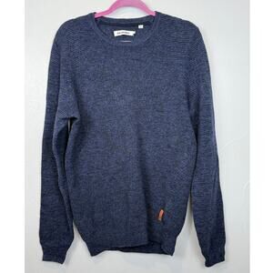 Ben Sherman 100% Merino Wool Sweater Navy M Minimalist Smart Casual Warm